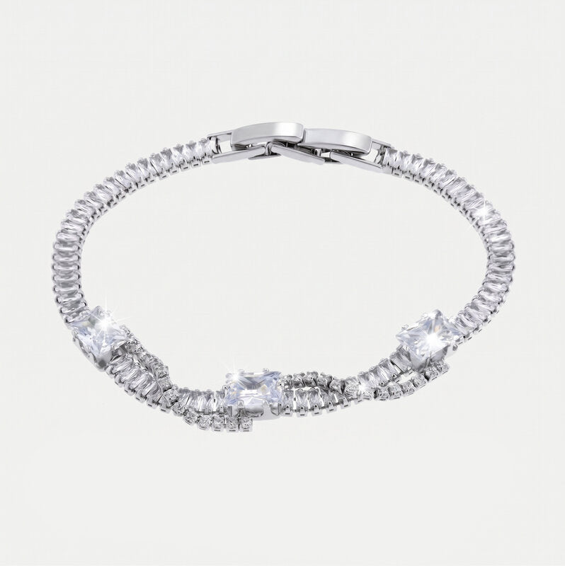 Bracciale in Metallo Cristalli Rettangolari - BYSIMON gioielli
