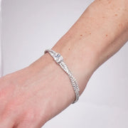 Bracciale in Metallo Cristallo Quadrato Bianco