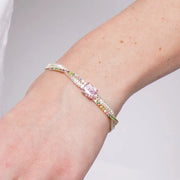 Bracciale in Metallo Cristallo Rosa Colorati