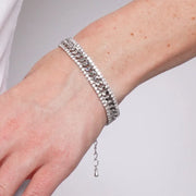 Bracciale in Metallo Doppia Catena Argento Fine