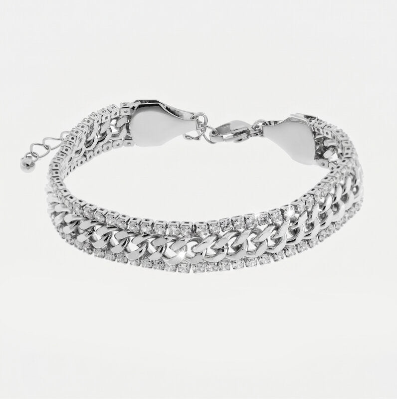 Bracciale in Metallo Doppia Catena Argento Fine BYS - gioiello BySimon