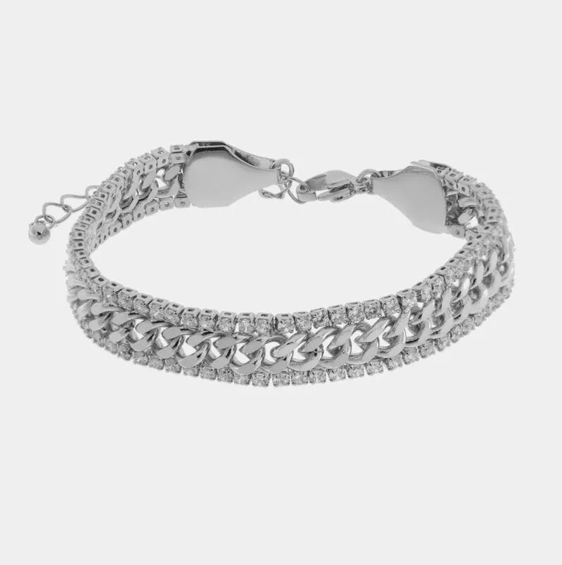Bracciale in Metallo Doppia Catena Argento Fine BYS - gioiello BySimon