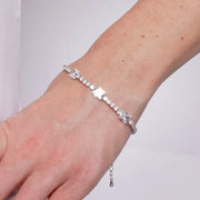 Bracciale in Metallo Cristalli Rettangolari Bianchi