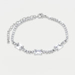 Bracciale in Metallo Cristalli Rettangolari Bianchi - BYSIMON gioielli