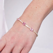 Bracciale in Metallo Cristalli Rettangolari Rosa
