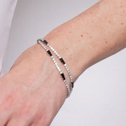 Bracciale in Metallo Doppio Cristalli Neri