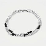 Bracciale in Metallo Doppio Cristalli Neri - BYSIMON gioielli