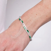 Bracciale in Metallo Doppio Cristalli Verdi