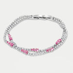 Bracciale in Metallo Doppio Cristalli Rosa - BYSIMON gioielli