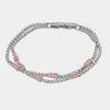 Bracciale in Metallo Doppio Cristalli Rosa