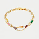 Bracciale in Metallo Doppio Cristalli Colorati - BYSIMON gioielli