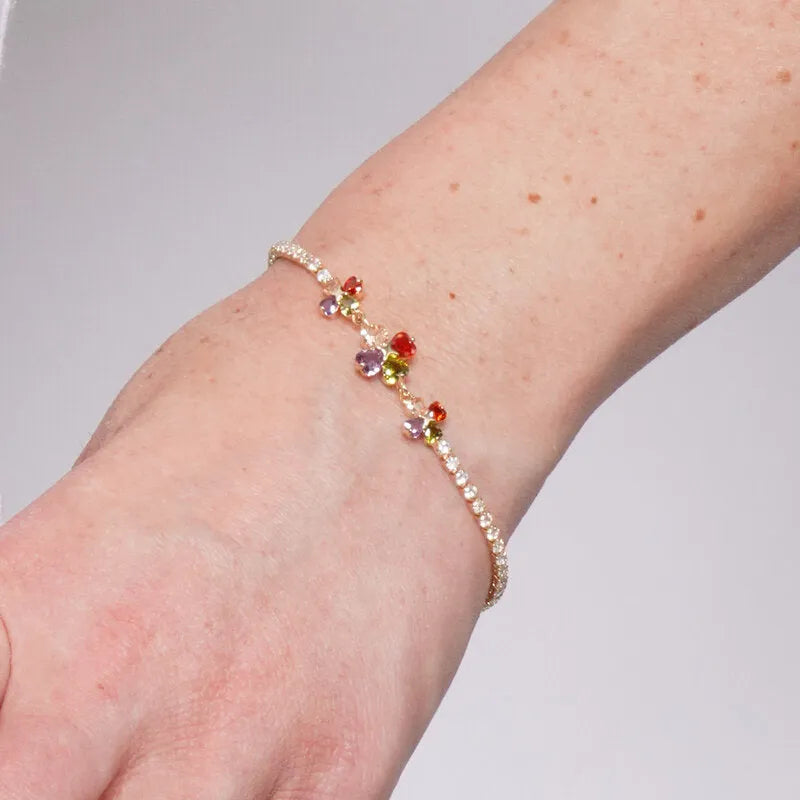Bracciale in Metallo Fiori Cristalli Colorati BYS - gioiello BySimon