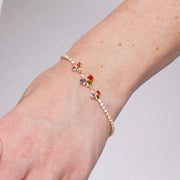 Bracciale in Metallo Fiori Cristalli Colorati