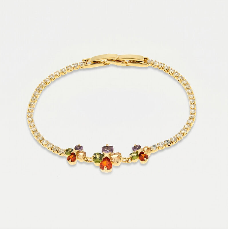 Bracciale in Metallo Fiori Cristalli Colorati BYS - gioiello BySimon