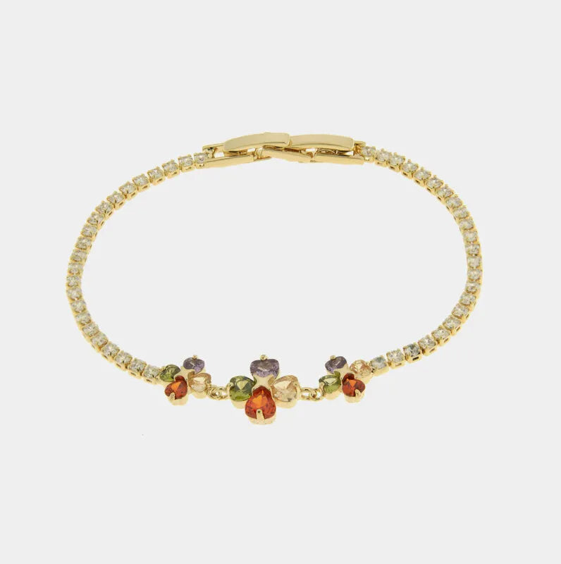 Bracciale in Metallo Fiori Cristalli Colorati BYS - gioiello BySimon