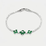 Bracciale in Metallo Quadrifogli Cristalli Verdi - BYSIMON gioielli