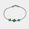 Bracciale in Metallo Quadrifogli Cristalli Verdi
