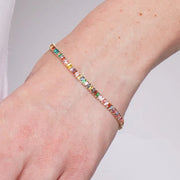 Bracciale in Metallo Cristalli Rettang. Colorati