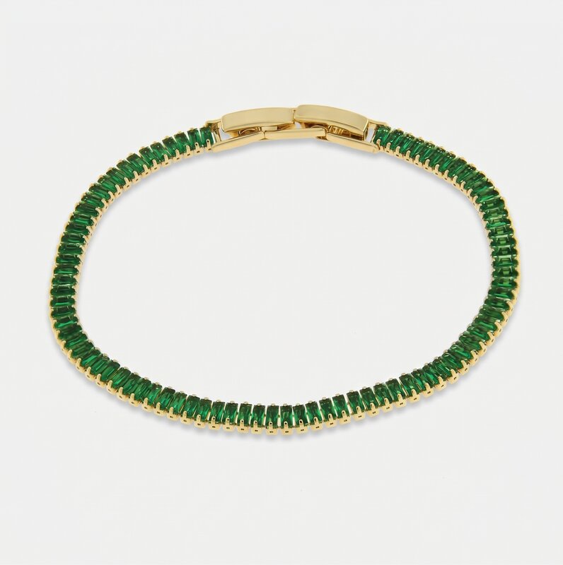 Bracciale in Metallo Cristalli Rettangolari Verdi - BYSIMON gioielli