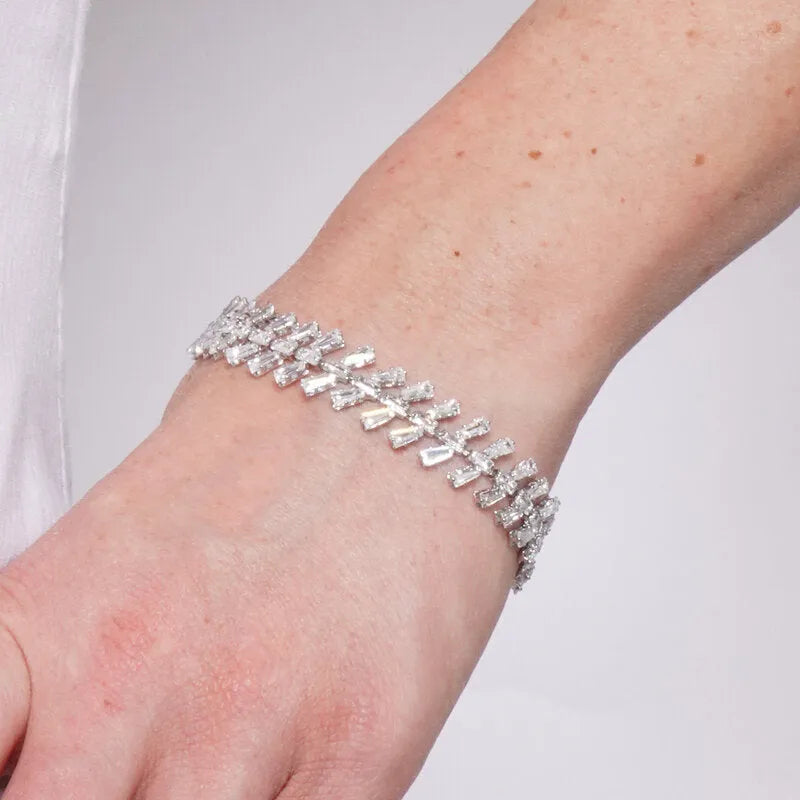 Bracciale in Metallo Cristalli Foglie Bianchi BYS - gioiello BySimon