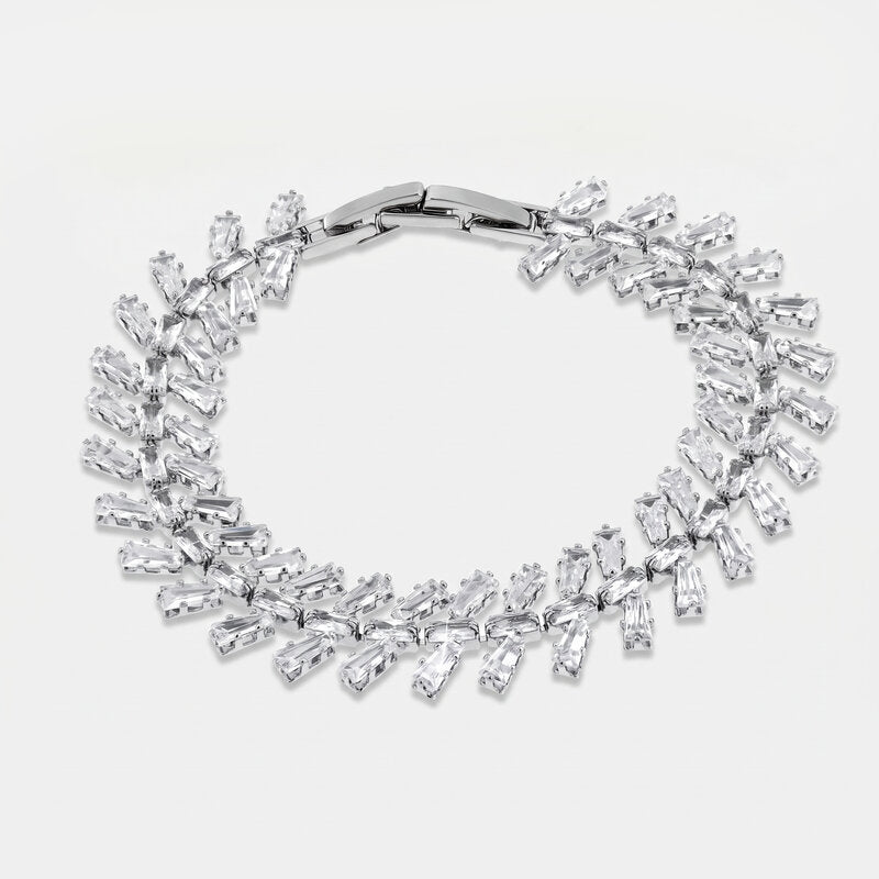 Bracciale in Metallo Cristalli Foglie Bianchi BYS - gioiello BySimon