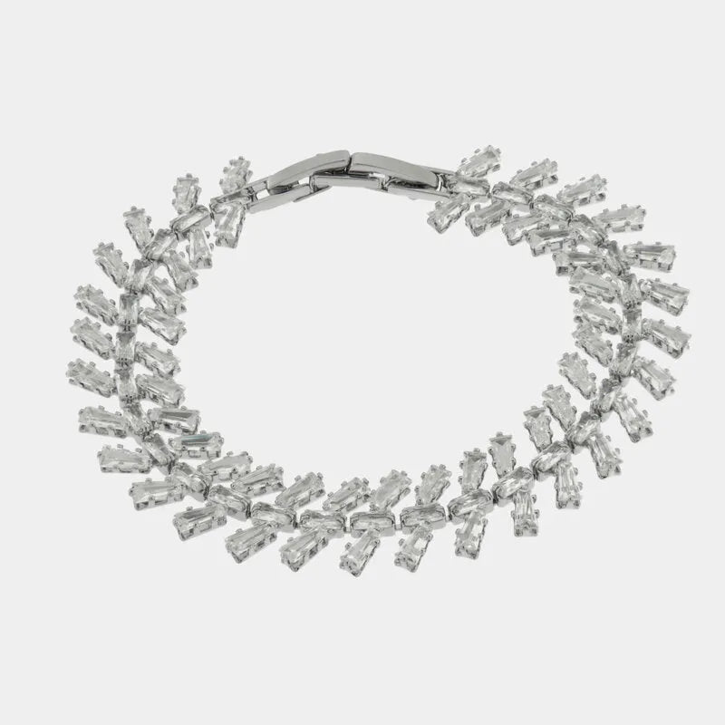 Bracciale in Metallo Cristalli Foglie Bianchi BYS - gioiello BySimon