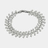 Bracciale in Metallo Cristalli Foglie Bianchi