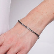 Bracciale in Metallo Cristalli Rettangolari Neri