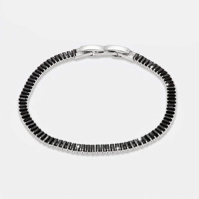 Bracciale in Metallo Cristalli Rettangolari Neri - BYSIMON gioielli