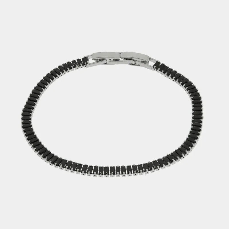 Bracciale in Metallo Cristalli Rettangolari Neri