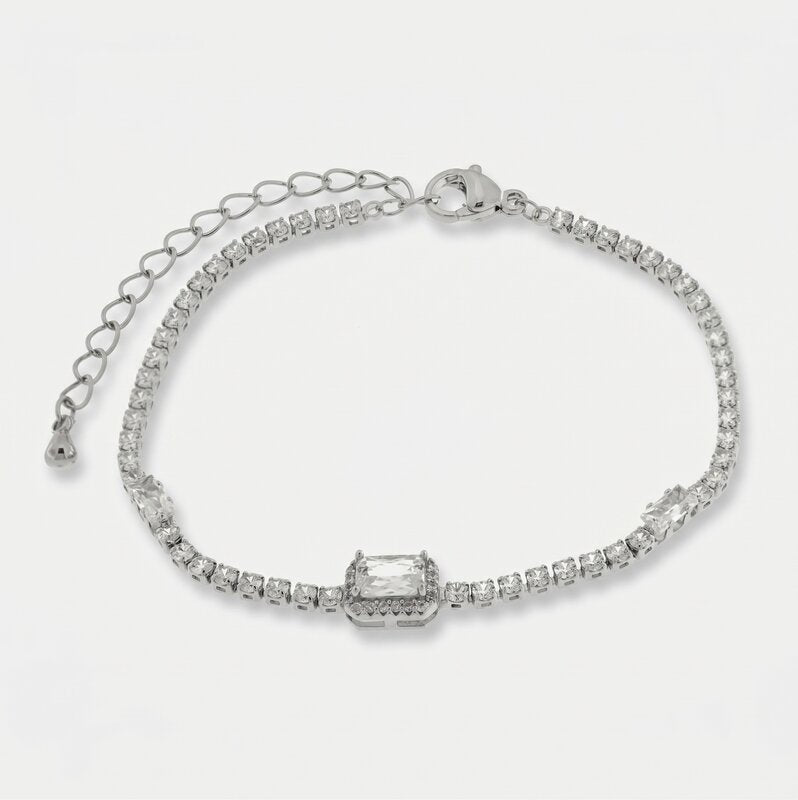 Bracciale in Metallo Cristallo Rettangolo Bianco - BYSIMON gioielli