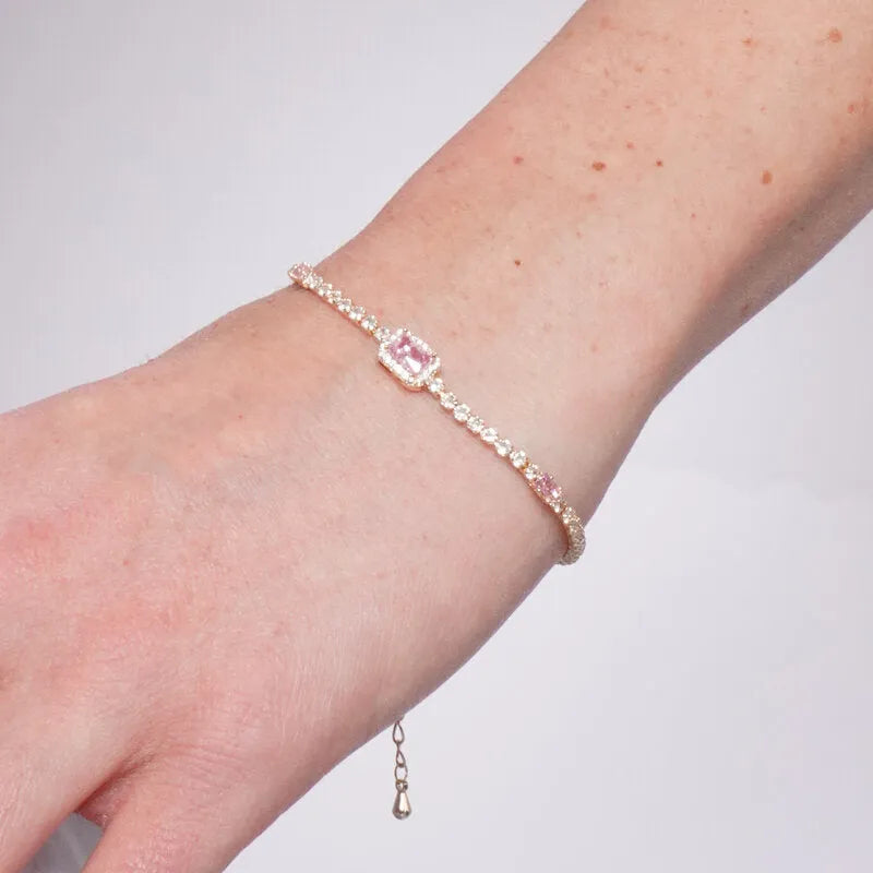 Bracciale in Metallo Cristallo Rettangolo Rosa BYS - gioiello BySimon