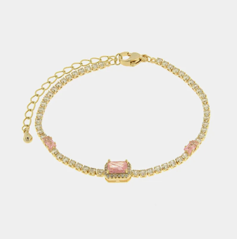 Bracciale in Metallo Cristallo Rettangolo Rosa BYS - gioiello BySimon