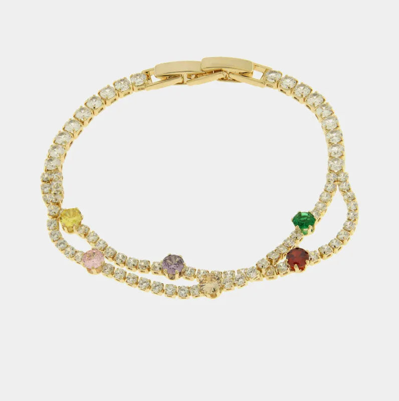 Bracciale in Metallo Doppio Fiori Colorati BYS - gioiello BySimon