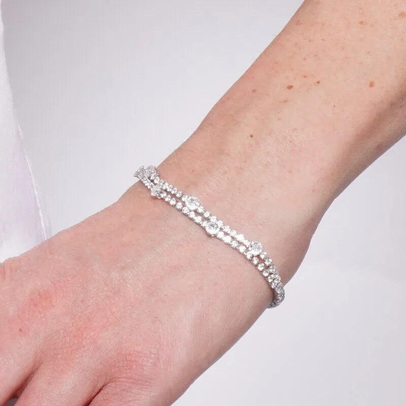 Bracciale in Metallo Doppio Fiori Bianchi BYS - gioiello BySimon