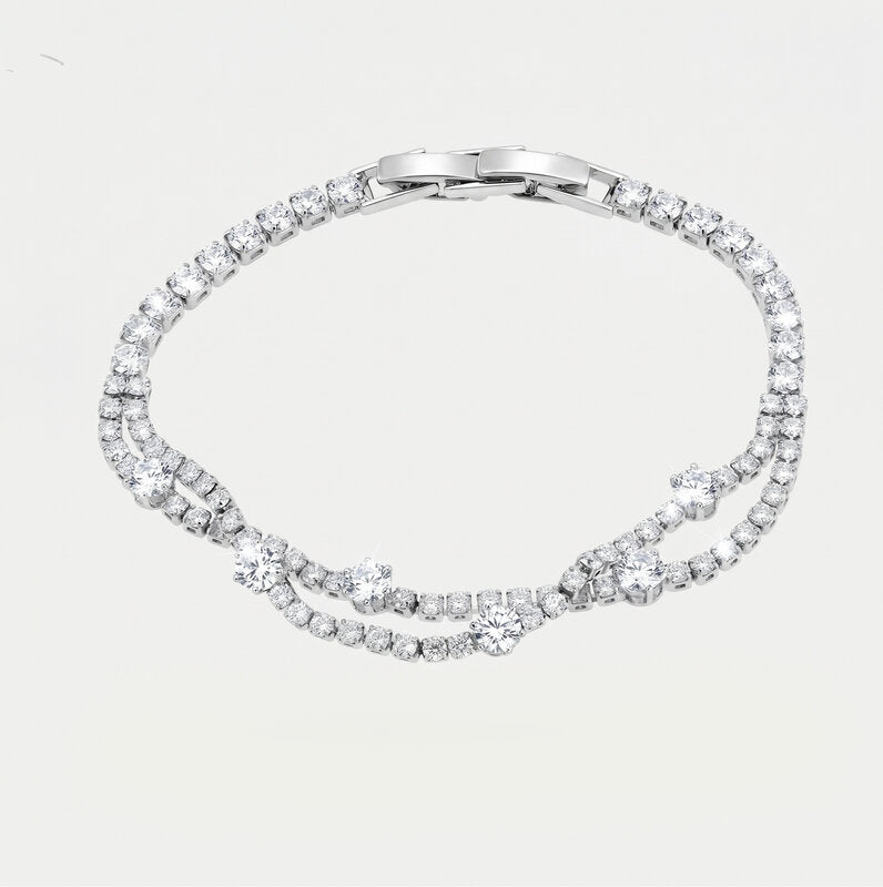 Bracciale in Metallo Doppio Fiori Bianchi BYS - gioiello BySimon
