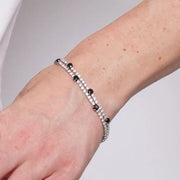 Bracciale in Metallo Doppio Fiori Neri