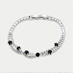 Bracciale in Metallo Doppio Fiori Neri - BYSIMON gioielli