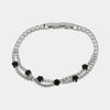 Bracciale in Metallo Doppio Fiori Neri