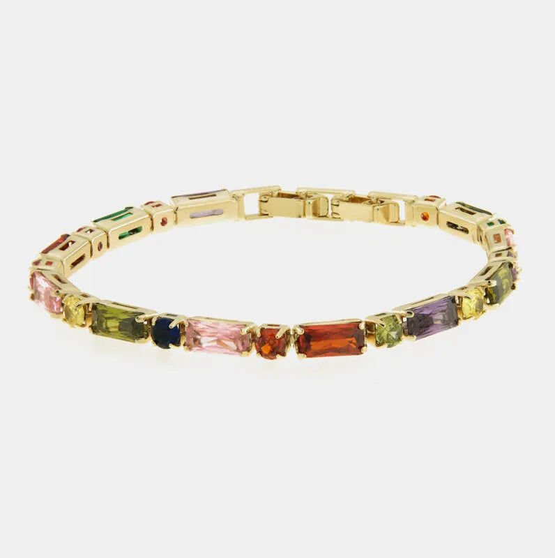 Bracciale in Metallo Cristalli Colorati Oro