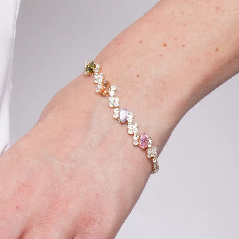 Bracciale in Metallo Cristalli Fiori Colorati BYS - gioiello BySimon