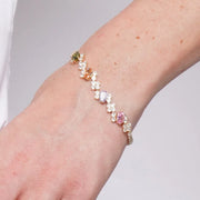 Bracciale in Metallo Cristalli Fiori Colorati