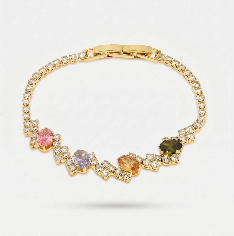 Bracciale in Metallo Cristalli Fiori Colorati BYS - gioiello BySimon