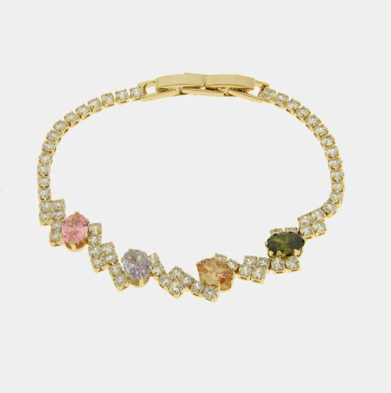 Bracciale in Metallo Cristalli Fiori Colorati BYS - gioiello BySimon
