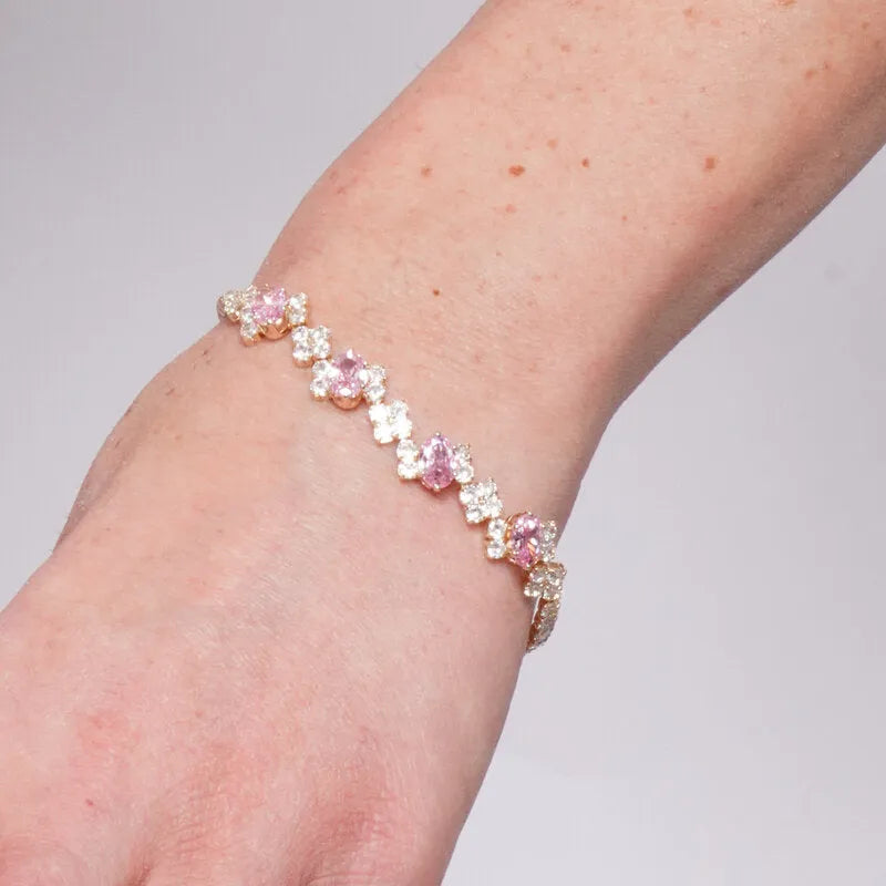 Bracciale in Metallo Cristalli Fiori Rosa BYS - gioiello BySimon