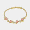 Bracciale in Metallo Cristalli Fiori Rosa