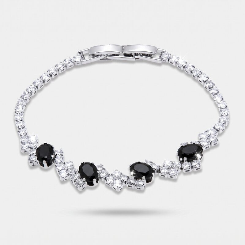 Bracciale in Metallo Cristalli Fiori Neri BYS - gioiello BySimon