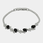 Bracciale in Metallo Cristalli Fiori Neri BYS - gioiello BySimon