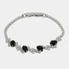 Bracciale in Metallo Cristalli Fiori Neri