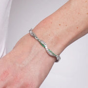 Bracciale in Metallo Intrecciato Cristalli Verdi